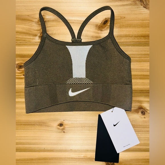 NEW Nike Girls Dri-FIT Indy Sports Bra Olive Size Small Sweat Wicking Training - Picture 4 of 9